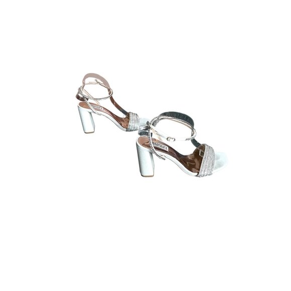 Badgley Mischka Champagne Heels with Rhinestones - Picture 5 of 9